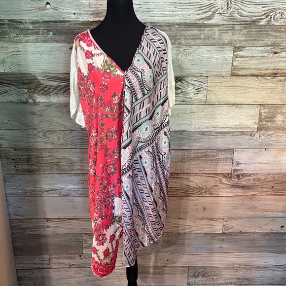 Free People Tops - Free People Floral and Geometric Blouse - Pink and Black